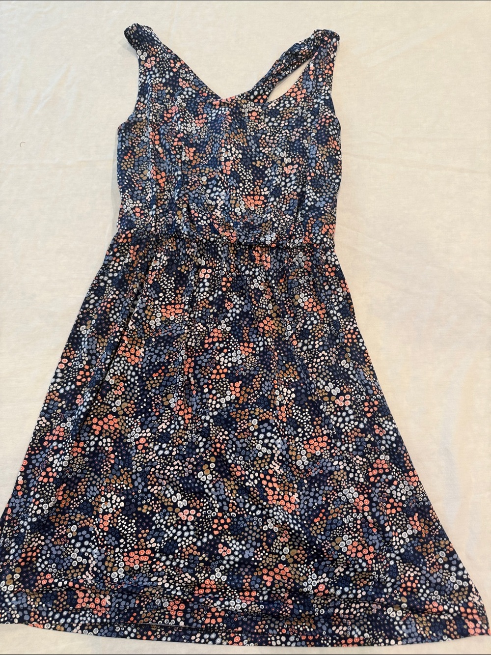 Kaileigh One-Shoulder Navy Floral Dot Dress